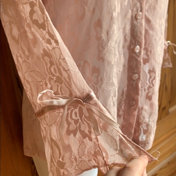 Light Pink Lace Reitman’s Button Up Blouse - Picture 3 of 12